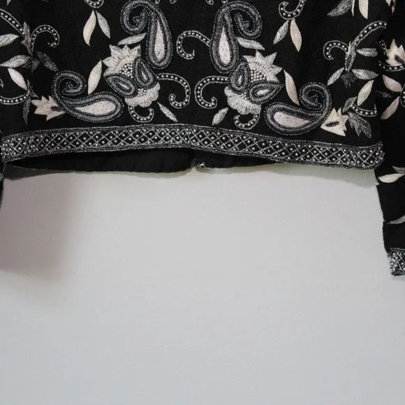 Vintage Laurence Kazar Silk Beaded Embroidered Blazer Jacket Black XL H13428 - Picture 8 of 12